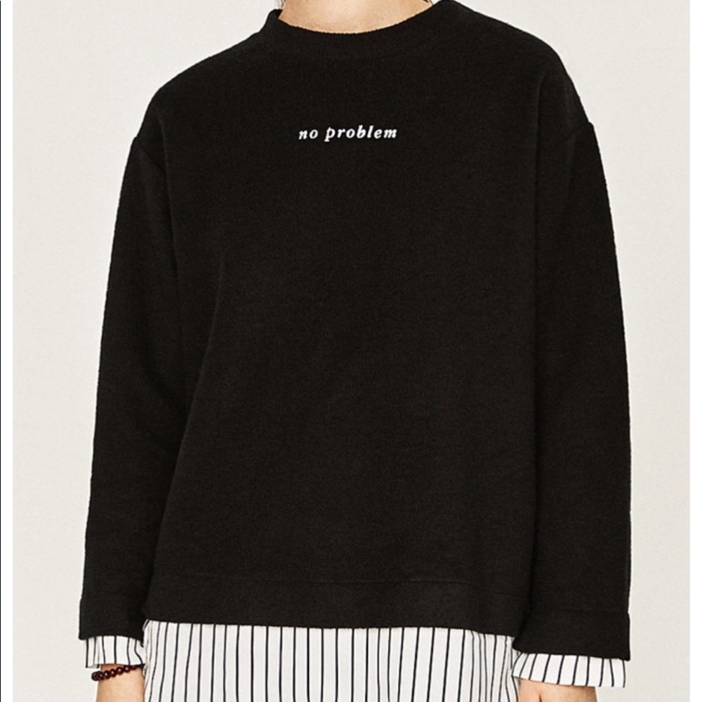 ZARA Contrast Sweatshirt “No Problem” Fleece - S